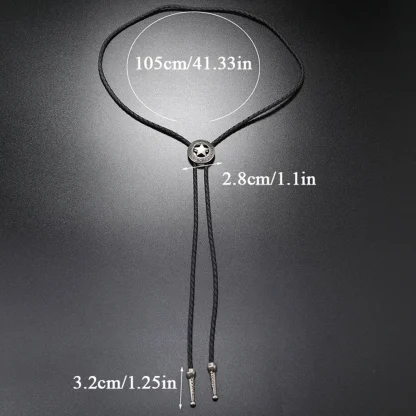 Round Bolo Tie with Hollow Out Star Design - Image 11