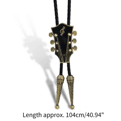 Retro Bolo Tie with Guitar Headstock Design - Image 8