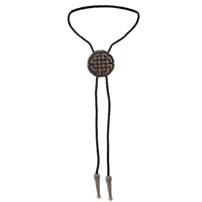 Round Bolo Tie with Knot Pattern Design - Image 9