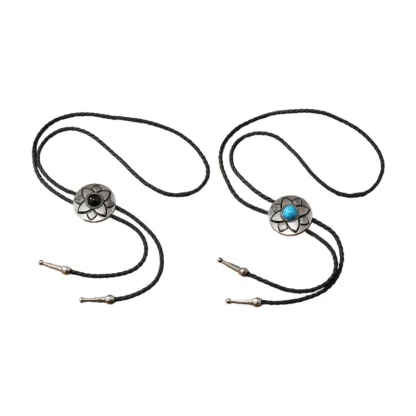 Classic Bolo Tie with Carved Floral Design - Image 5