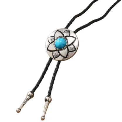 Classic Bolo Tie with Carved Floral Design - Image 4