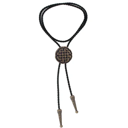 Round Bolo Tie with Knot Pattern Design - Image 11