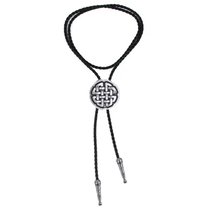 Round Bolo Tie with Knot Pattern Design - Image 7