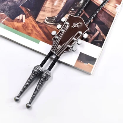 Retro Bolo Tie with Guitar Headstock Design - Image 3