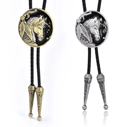 Bold Western Tie with Embossed Horse Head - Image 3