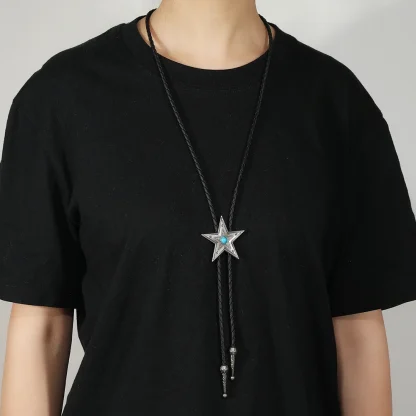 Vintage-style Western Tie with Star Pendant - Image 2