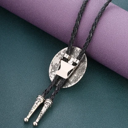 Retro Bolo Tie with Scalloped Edge Design - Image 3