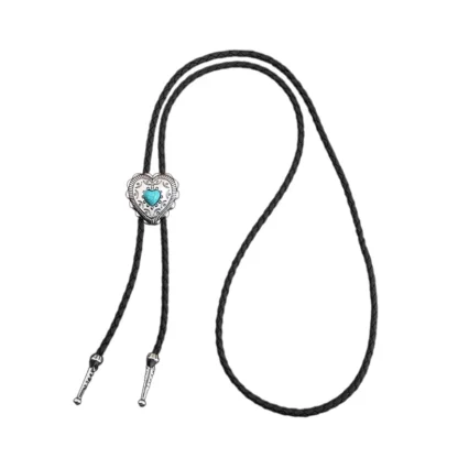 Heart Shaped Bolo Tie with Turquoise Color - Image 4