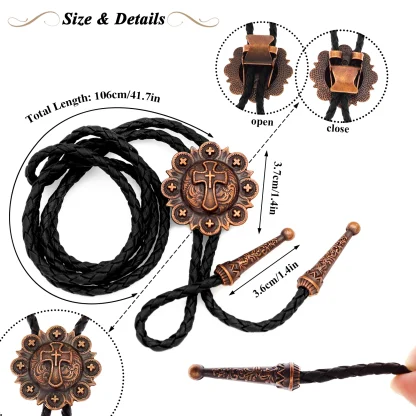 Vintage-style Cross Pendant Western Tie - Image 8