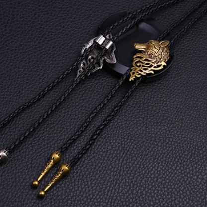 Trendy Bolo Tie with Wolf Head Pendant - Image 3