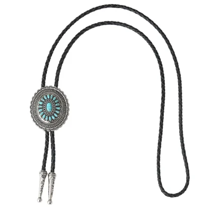 Retro Bolo Tie with Scalloped Edge Design - Image 2