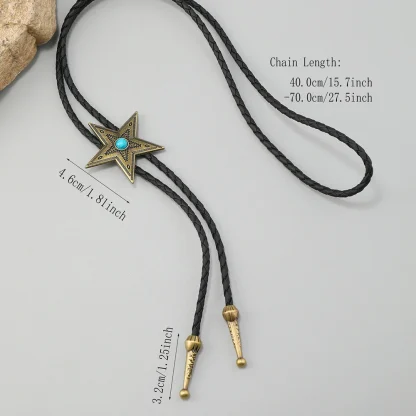 Vintage-style Western Tie with Star Pendant - Image 5