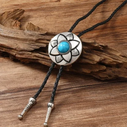 Classic Bolo Tie with Carved Floral Design - Image 8