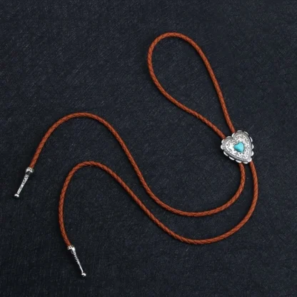 Heart Shaped Bolo Tie with Turquoise Color - Image 7