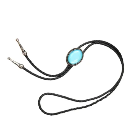 Turquoise Elegant Bolo Tie with Oval Shape - Image 2