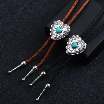Heart Shaped Bolo Tie with Turquoise Color - Image 10
