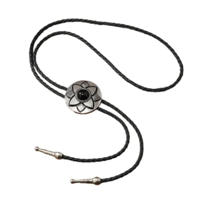 Classic Bolo Tie with Carved Floral Design - Image 2