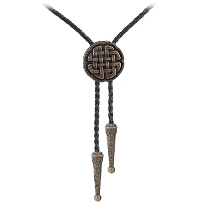 Round Bolo Tie with Knot Pattern Design - Image 13
