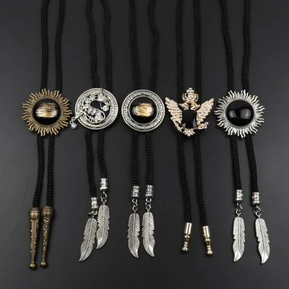 Formal Bolo Tie with Wing Edge Design - Image 5