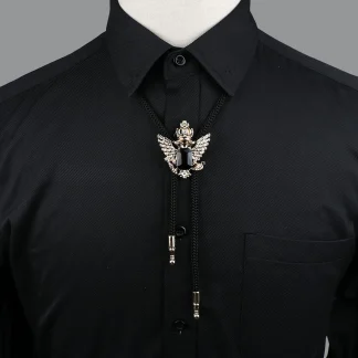 Formal Bolo Tie with Wing Edge Design