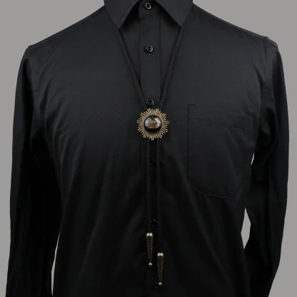Formal Bolo Tie with Wing Edge Design - Image 2