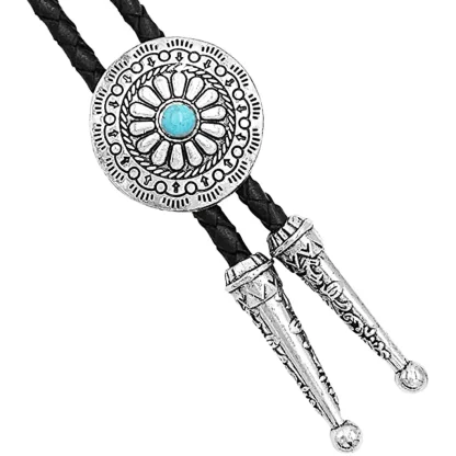 Classic Bolo Tie with Floral Carved Design - Image 2