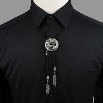Formal Bolo Tie with Wing Edge Design - Image 3