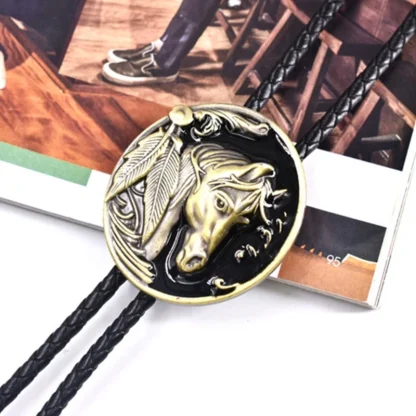 Round Western Tie with Horse Head Design - Image 4