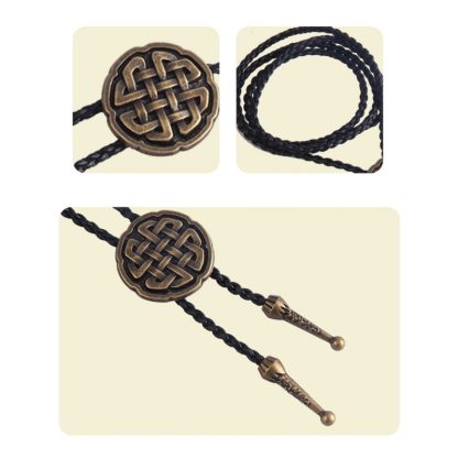 Knotted Western Tie with Round Design - Image 7