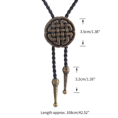 Knotted Western Tie with Round Design - Image 9