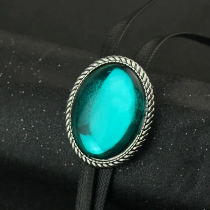 Shiny Bolo Tie with Metallic Design - Image 3