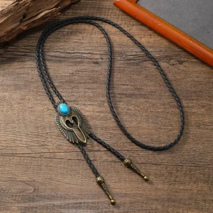 Retro Western Tie with Bird Design