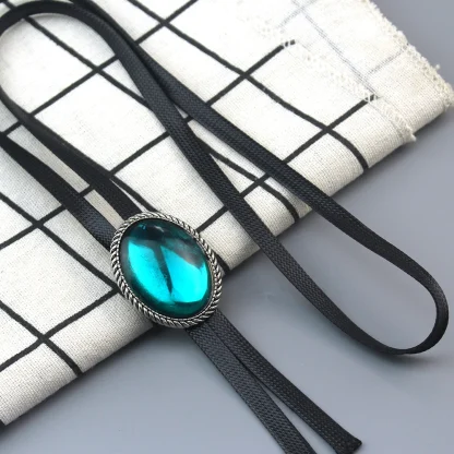 Shiny Bolo Tie with Metallic Design