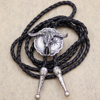 Traditional Western Tie with Bull Head Decor