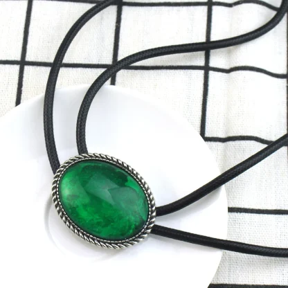 Shiny Bolo Tie with Metallic Design - Image 5
