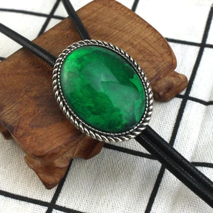 Shiny Bolo Tie with Metallic Design - Image 4