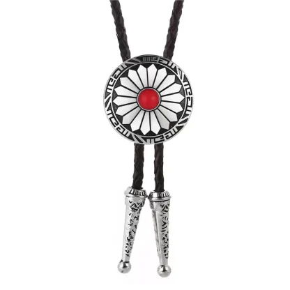 Classic Bolo Tie with Floral Carved Design - Image 10