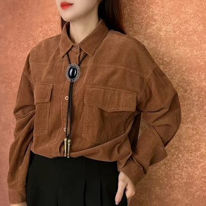 Black Classic Bolo Tie with Hollow Out Trim - Image 3