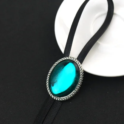 Shiny Bolo Tie with Metallic Design - Image 2