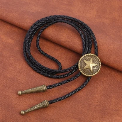 Retro Western Tie with Star Embossed - Image 8