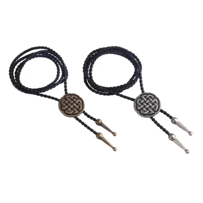 Knotted Western Tie with Round Design - Image 6