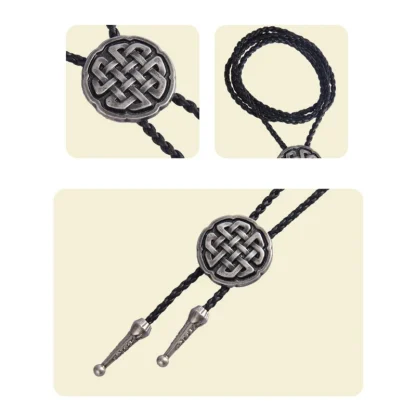 Knotted Western Tie with Round Design - Image 8