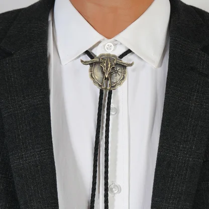 Traditional Western Tie with Bull Head Decor - Image 3