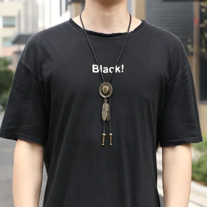 Creative Half Wing Pendant Bolo Tie - Image 12