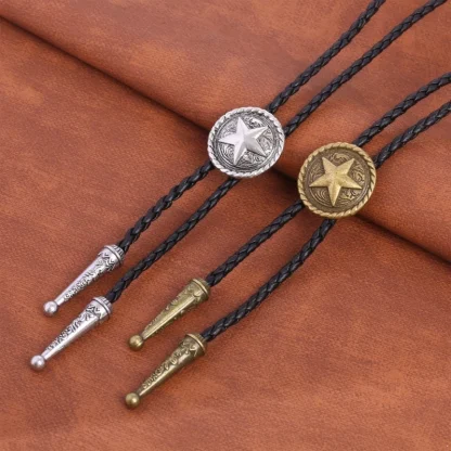 Retro Western Tie with Star Embossed - Image 9