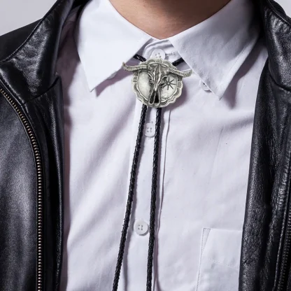 Traditional Western Tie with Bull Head Decor - Image 2