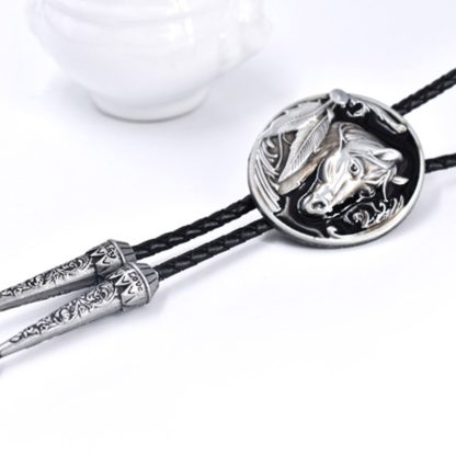 Round Western Tie with Horse Head Design - Image 3