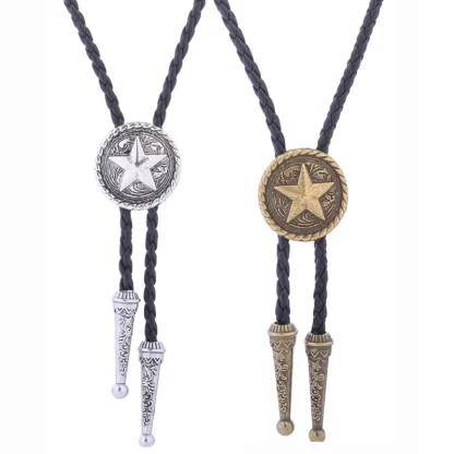 Retro Western Tie with Star Embossed - Image 7